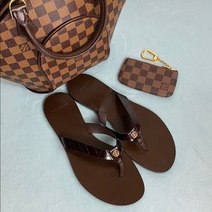 Tory Burch Croc Embossed Manon Sandals, Brown, 10